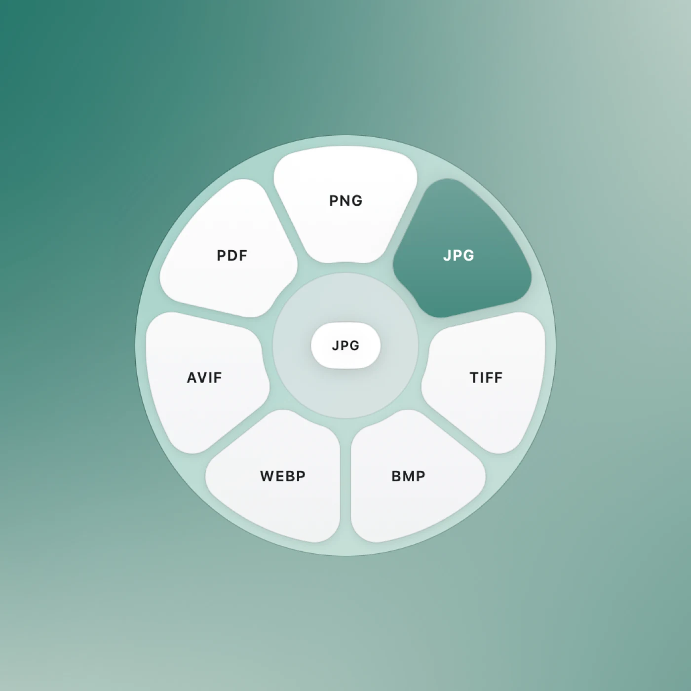 The actual Transflo Convert wheel, with image formats arranged around the cursor